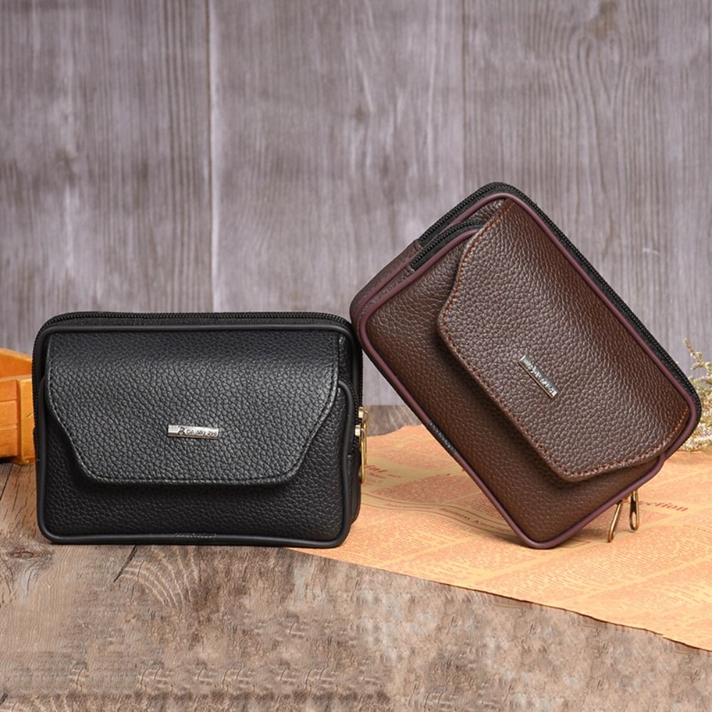 Leatherwork Fasteners - Casual PU Leather Men Waist Bag