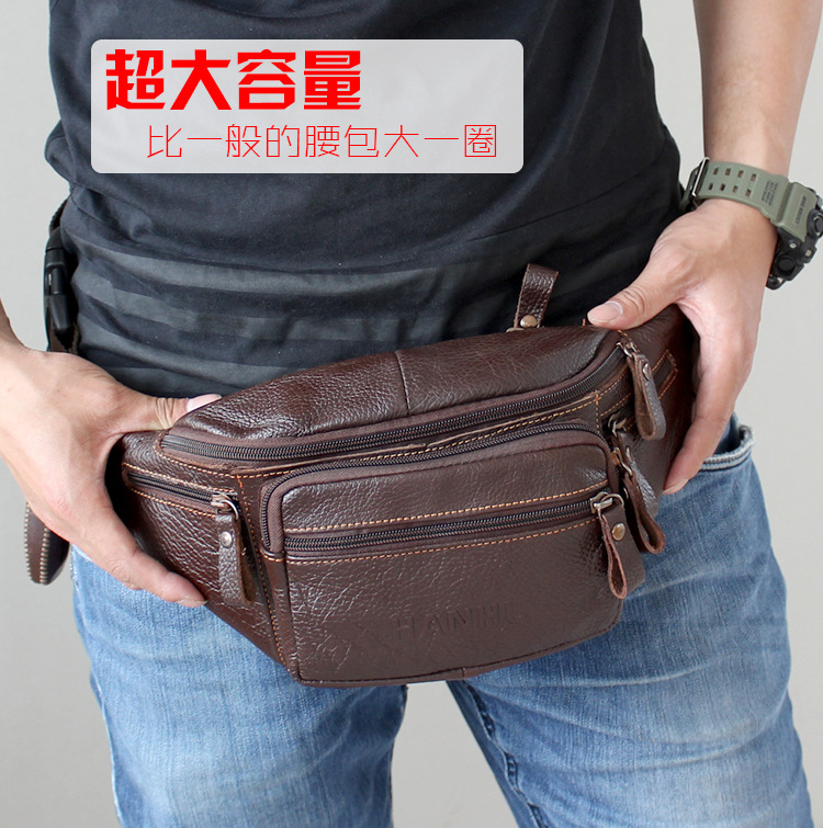 Leatherwork Fasteners - Genuine Cowhide Leather Waist Bag Men