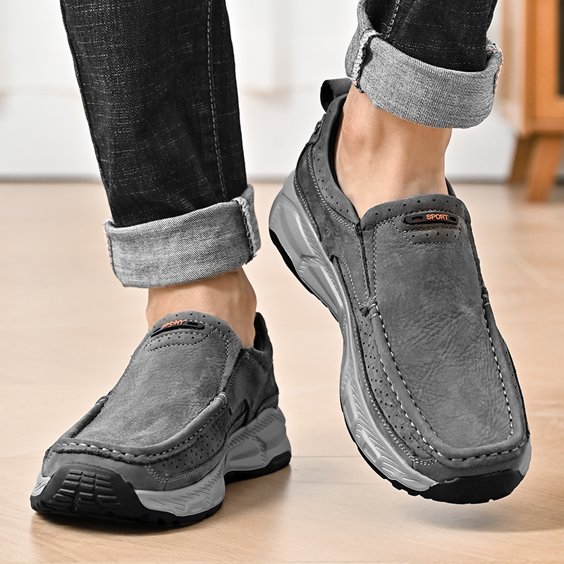 Leather Work Oxfords - Men Loafers Slip on Boat Shoes