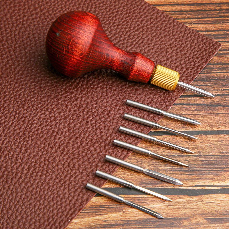 Leatherwork Hole Punch - 1Set DIY Leather Punch Awl Wood