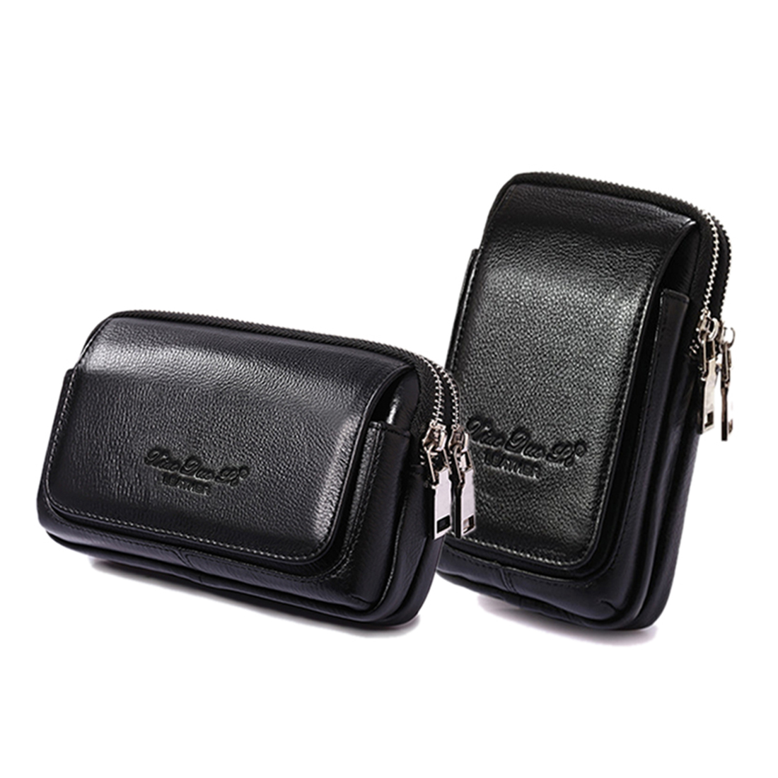 Leatherwork Fasteners - Men Genuine Leather Waist Fanny Pack
