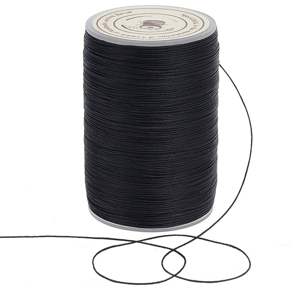 Leatherwork Thread - 175 Yards/160m Black Waxed Polyester Cord