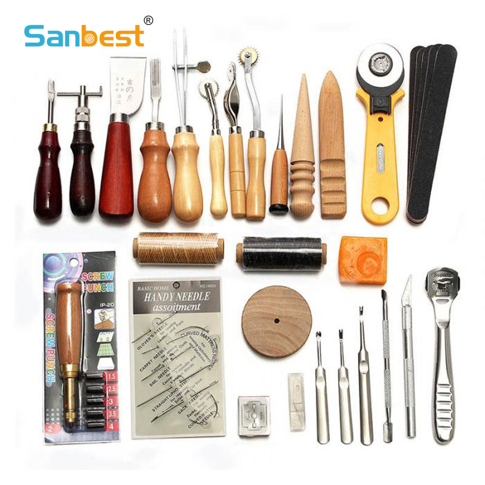 Leatherwork Hole Punch - Sanbest Professional Leather Craft Tools Kit