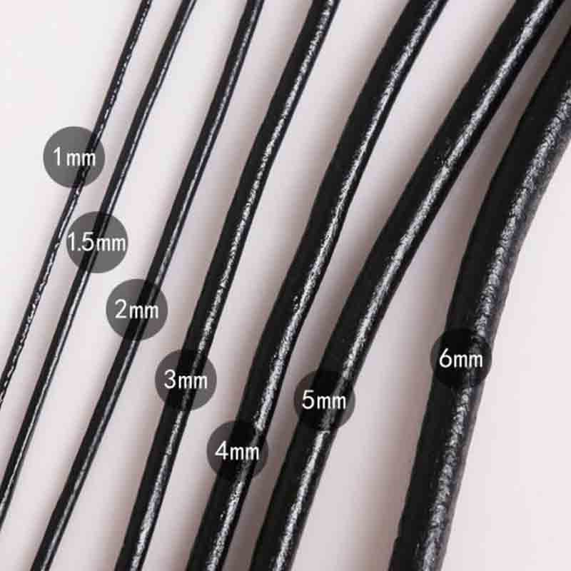 Leatherwork Thread - Single Strand Black Genuine Leather Cords
