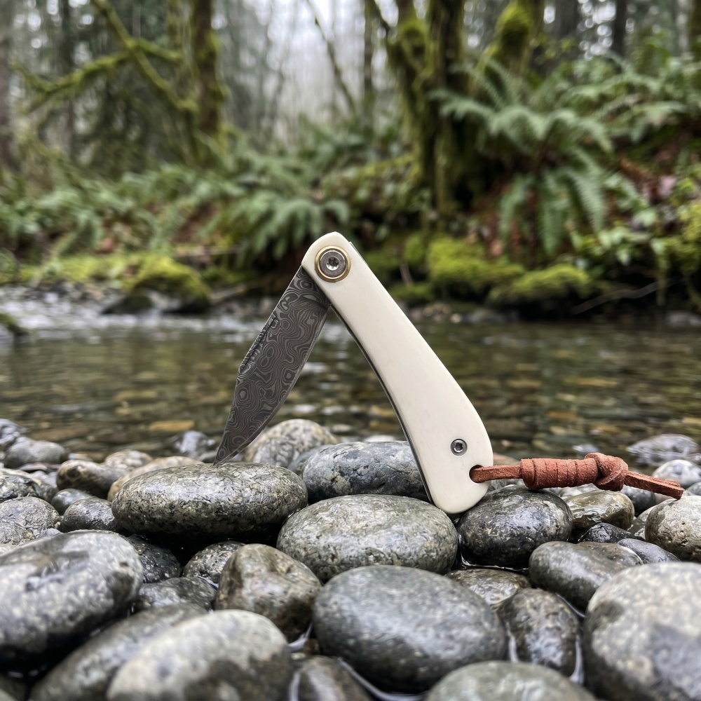 Damascus Folding Knife with Hi - огляд і ціна Bone Folder Tool