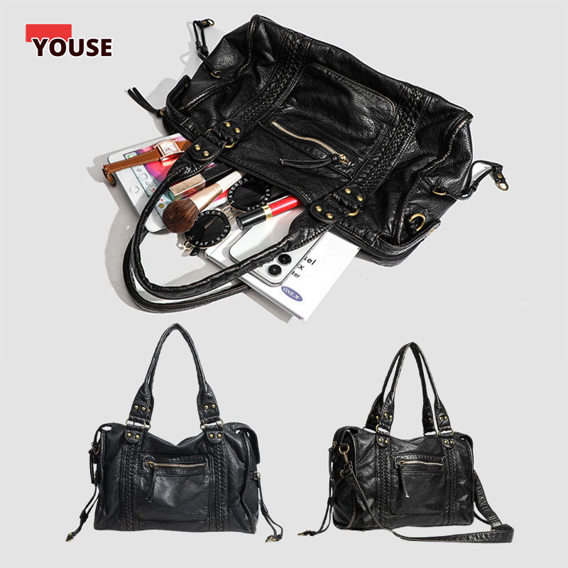 ​​Braided Trim Black Leather T - огляд і ціна Leather Work Bag Women