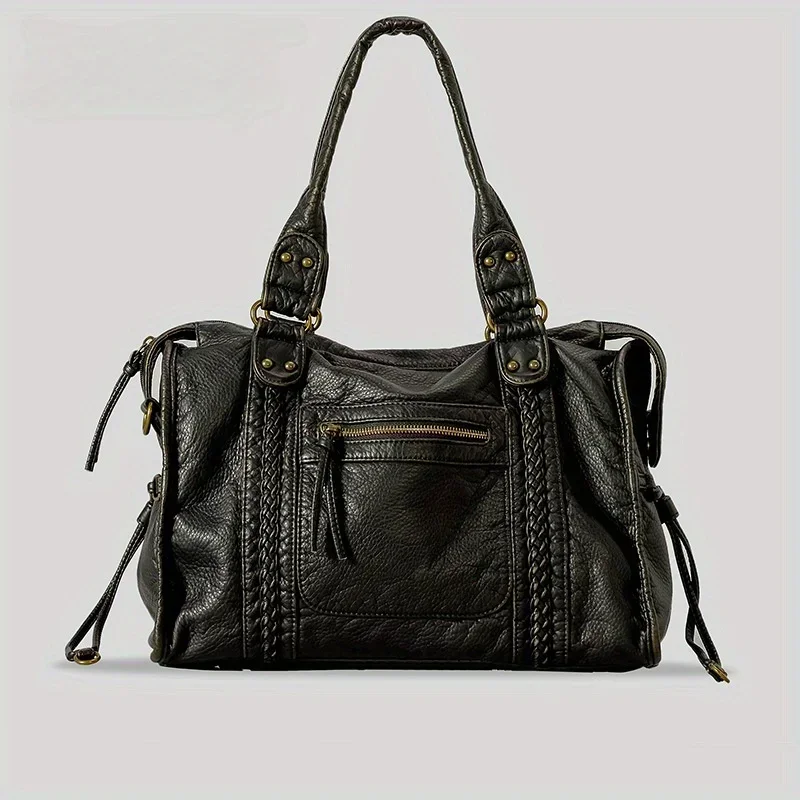​​Braided Trim Black Leather T - огляд і ціна Leather Work Bag Women