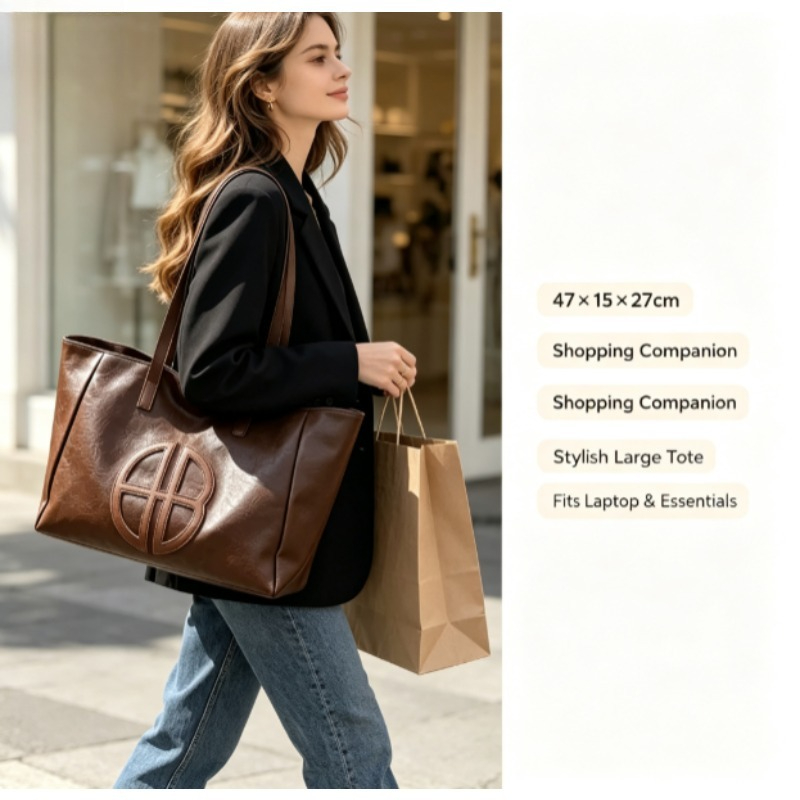 2026 New Retro Large Capacity  - огляд і ціна Leather Work Bag Women